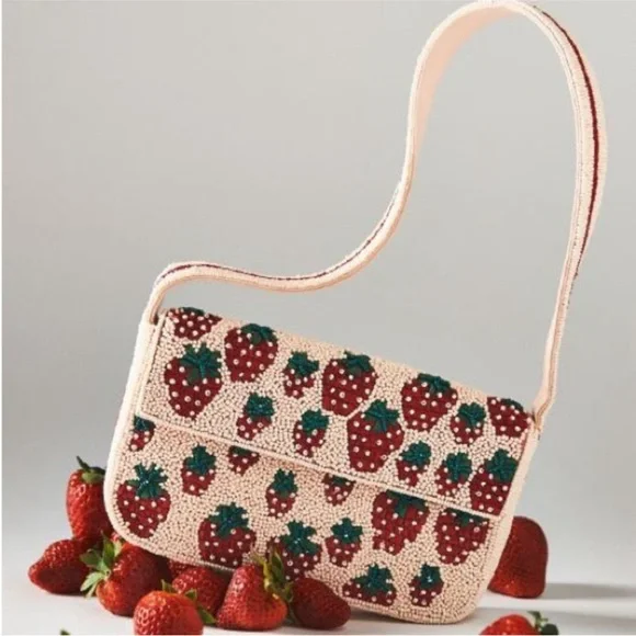 Anthropologie The Fiona Beaded Bag: Food & Drink Edition Strawberry Fields
